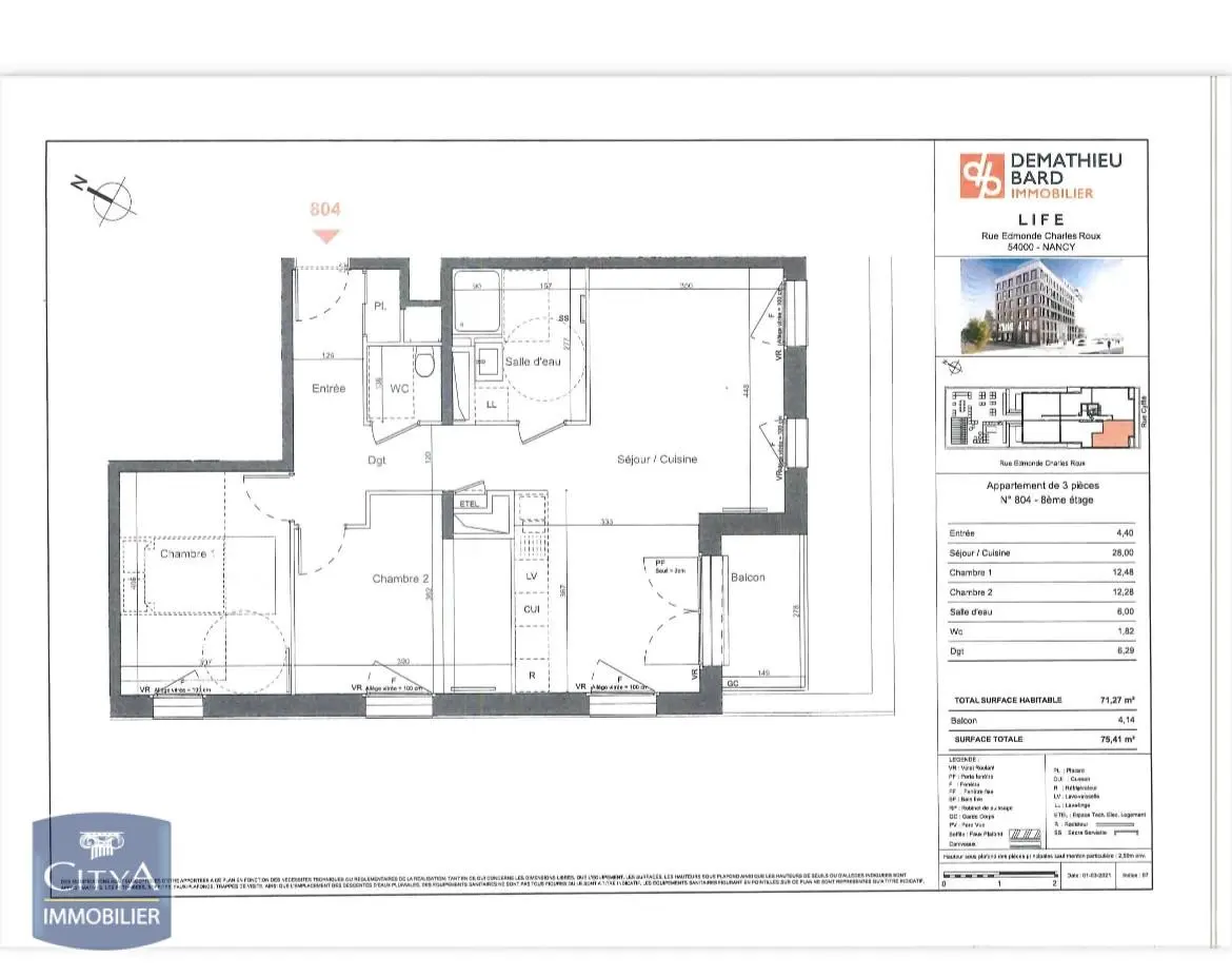 Photo 12 Appartement 3 pièces 71.26m²