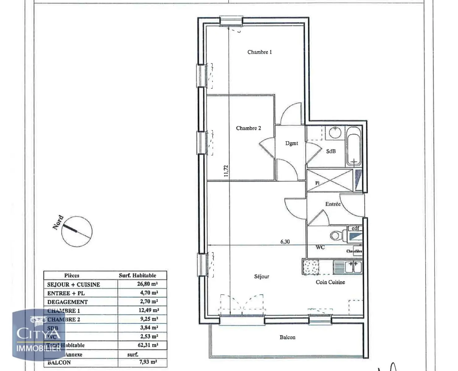 Photo 2 Appartement 3 pièces 62.31m²