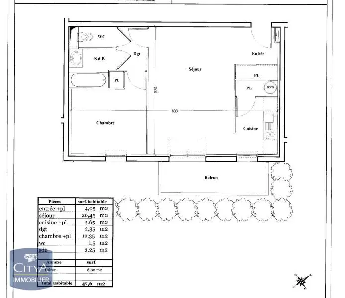 Photo 7 Appartement 2 pièces 47.6m²