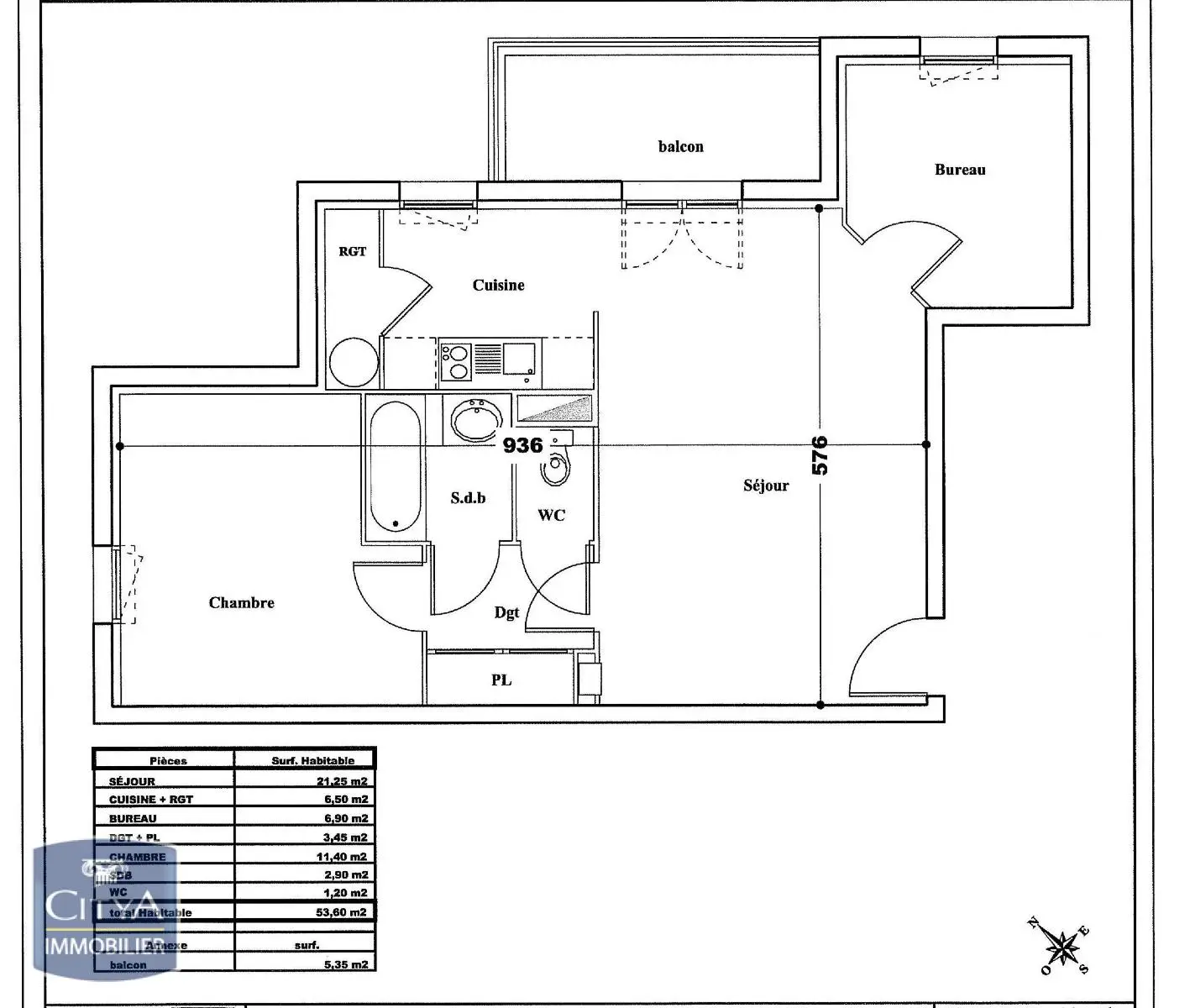 Photo 5 Appartement 2 pièces 53.6m²