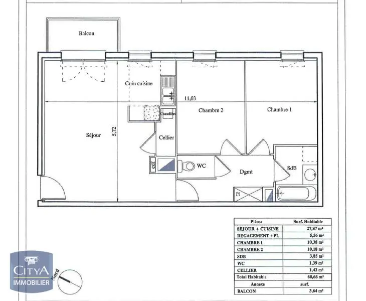 Photo 12 Appartement 3 pièces 60.66m²