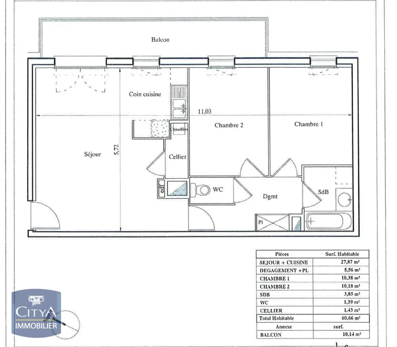 Photo 13 Appartement 3 pièces 60.66m²