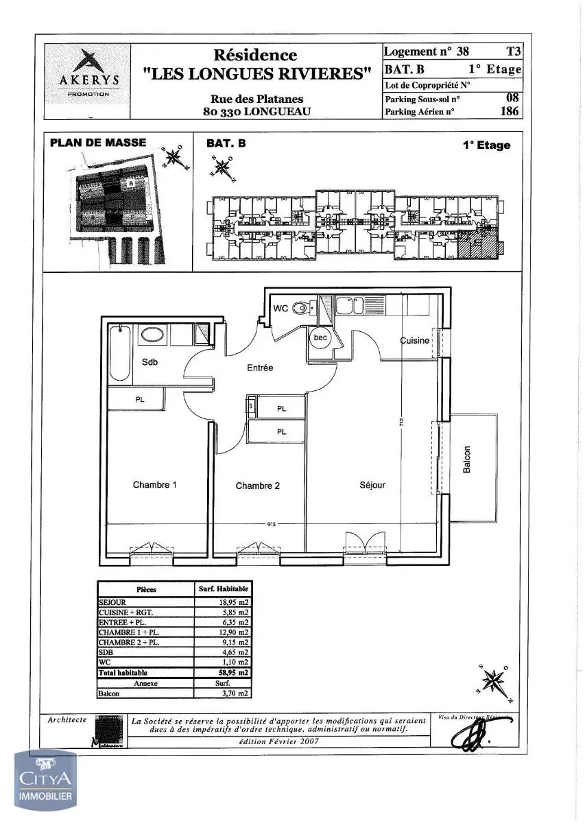 Photo 1 Appartement 3 pièces 58.95m²