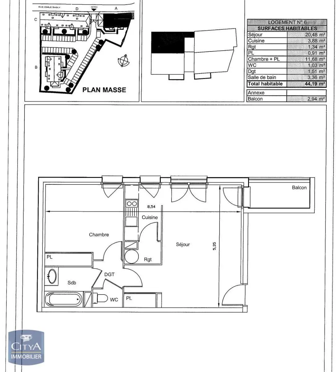 Photo 2 Appartement 2 pièces 44.15m²