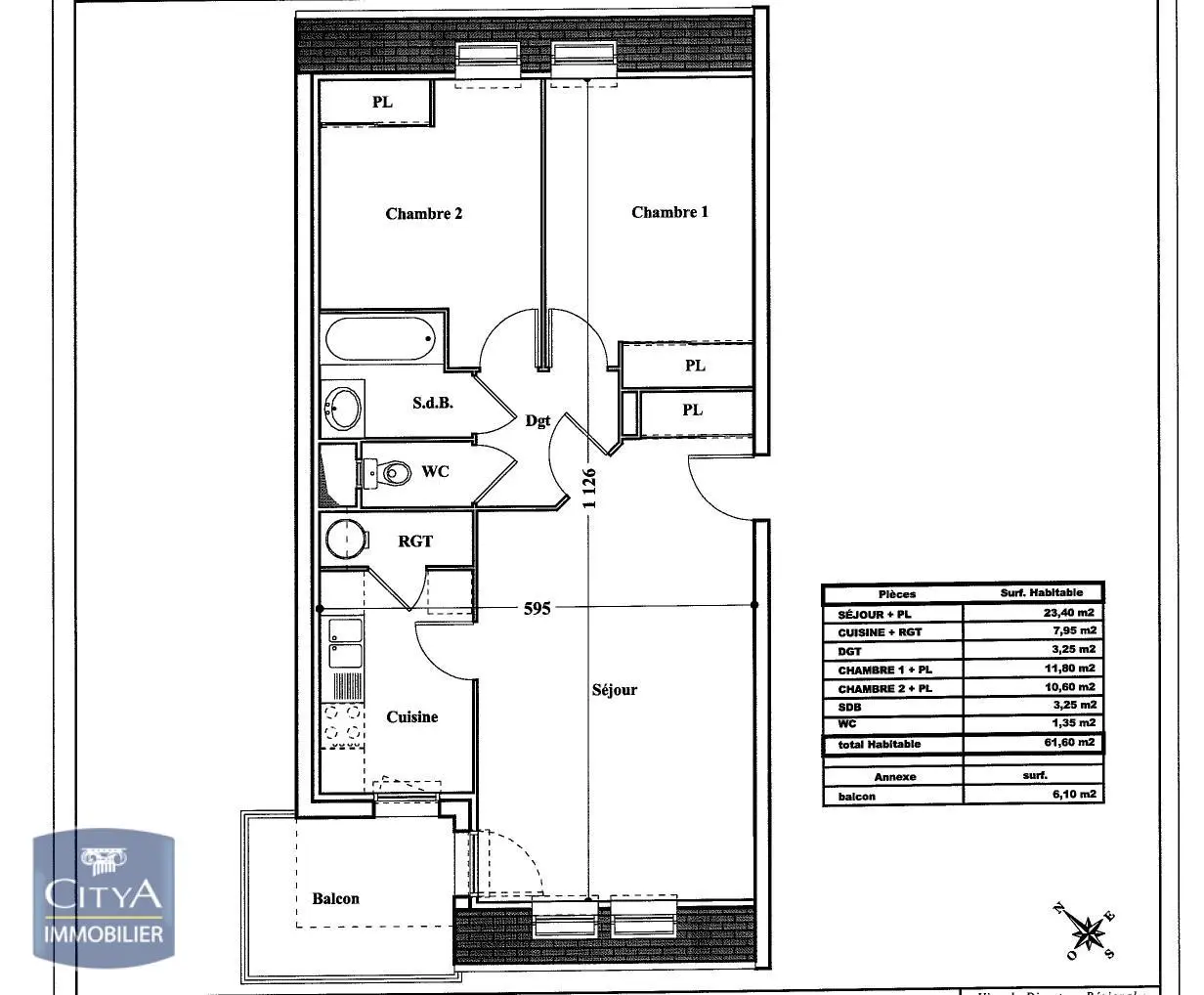 Photo 3 Appartement 3 pièces 61.6m²
