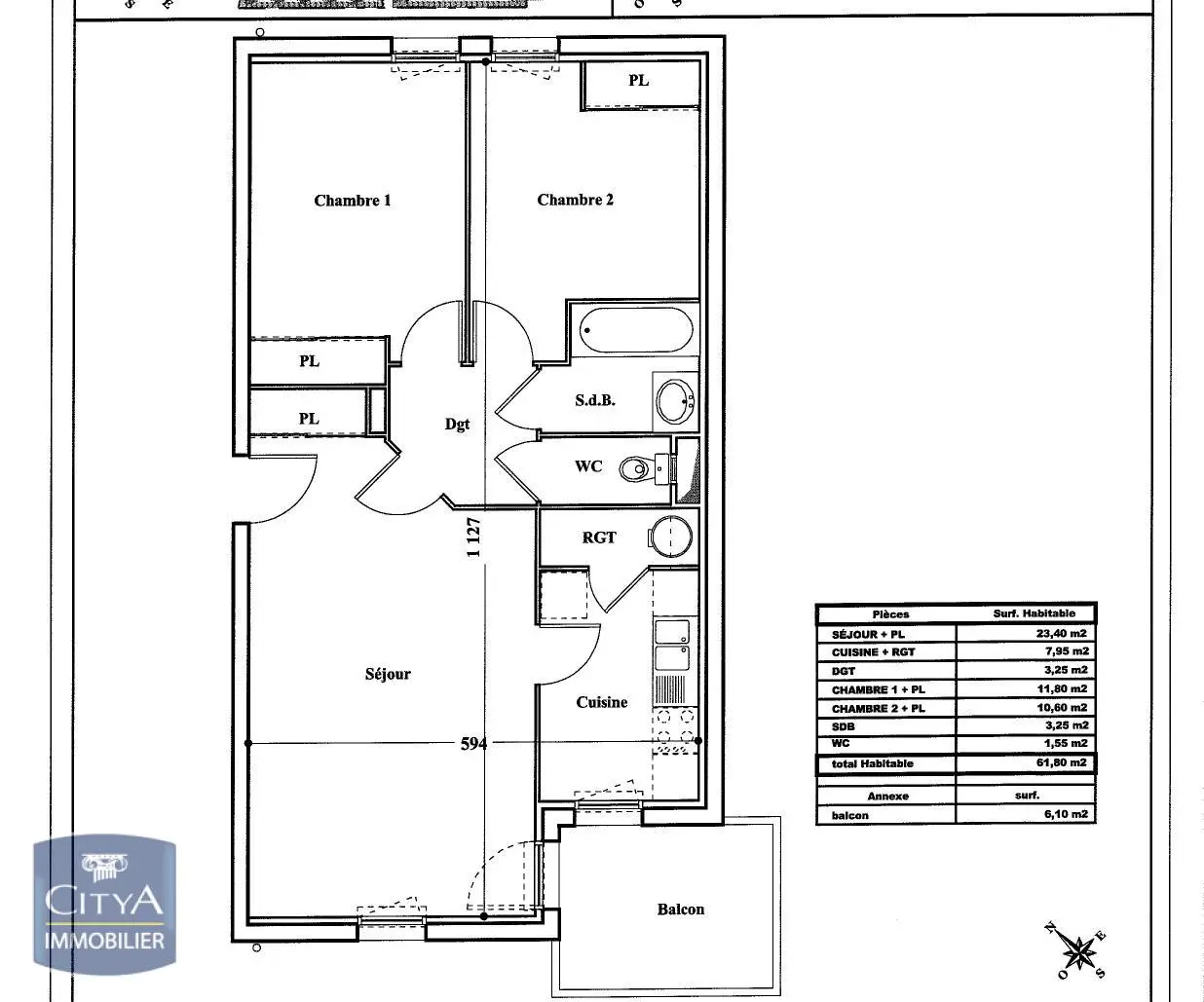Photo 2 Appartement 3 pièces 61.8m²