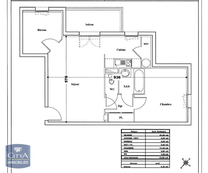 Photo 9 pour Appartement 2 pièces 53.6m² Photo 9 Appartement 2 pièces 53.6m²