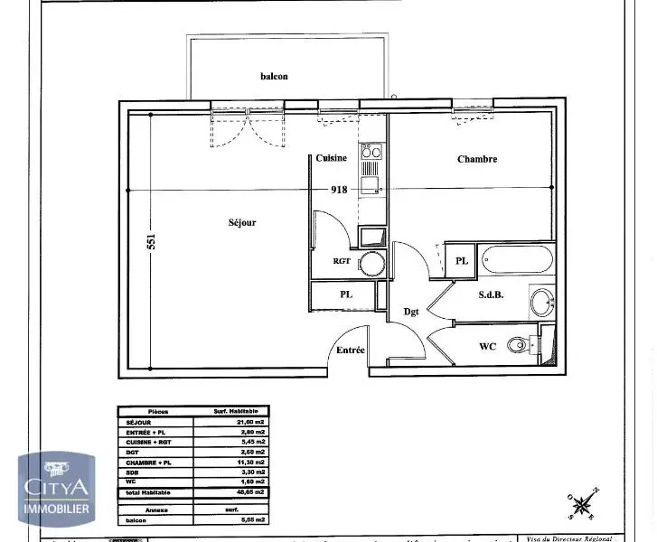 Photo 2 Appartement 2 pièces 48.65m²