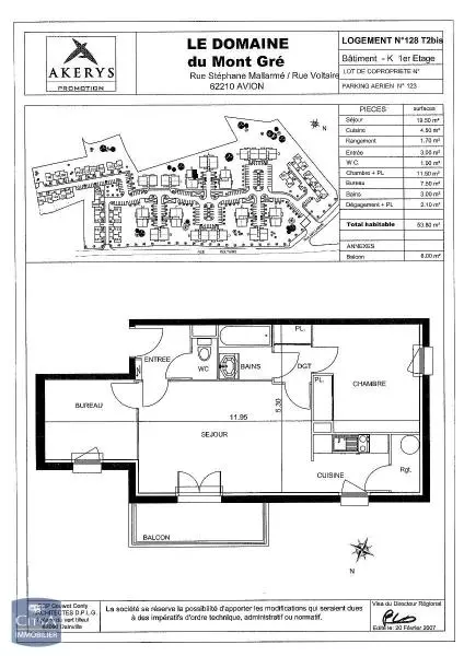 Illustration pour Appartement 3 pièces 53.8m² Photo Appartement 3 pièces 53.8m²