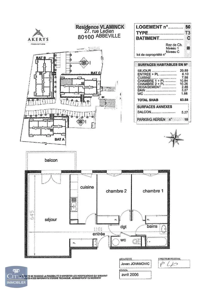 Photo 1 Appartement 3 pièces 63.68m²