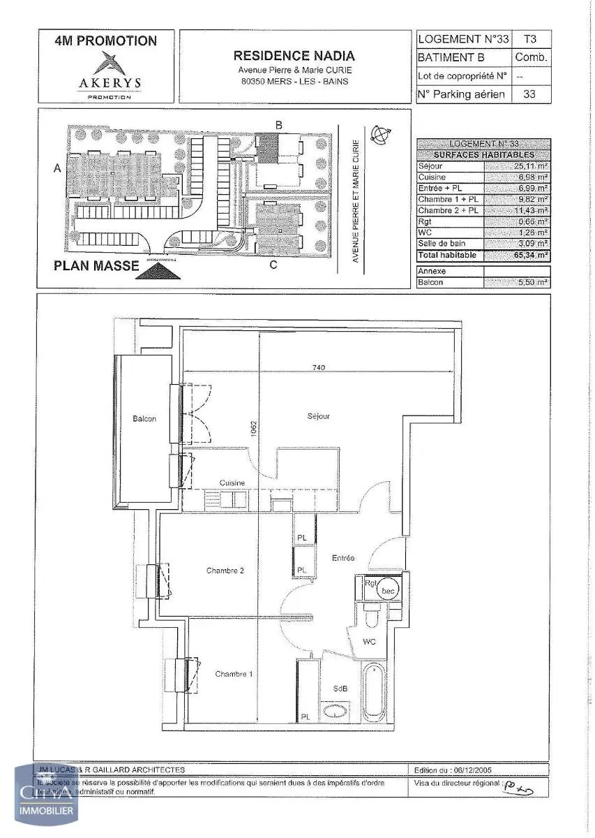 Photo 2 Appartement 3 pièces 65.34m²