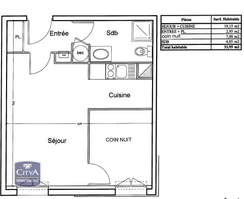 Photo 2 Appartement 1 pièce 33.95m²