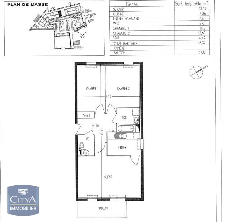 Photo 2 Appartement 3 pièces 68.32m²