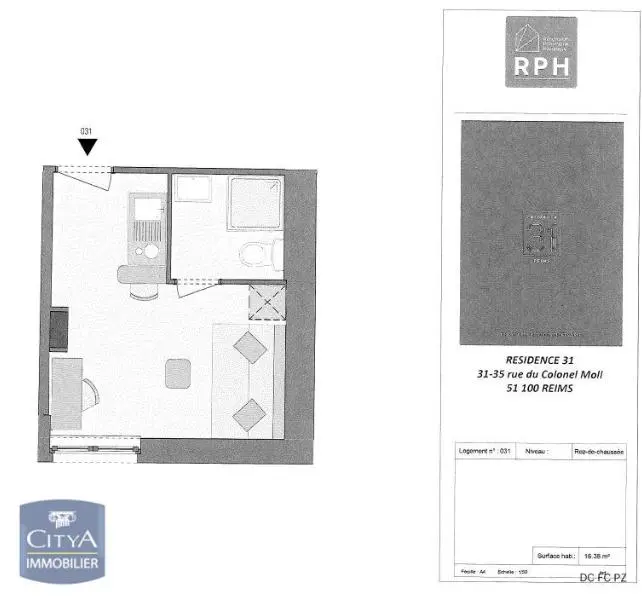 Photo 5 Appartement 1 pièce 16.38m²