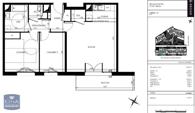 Photo 6 Appartement 3 pièces 69.24m²