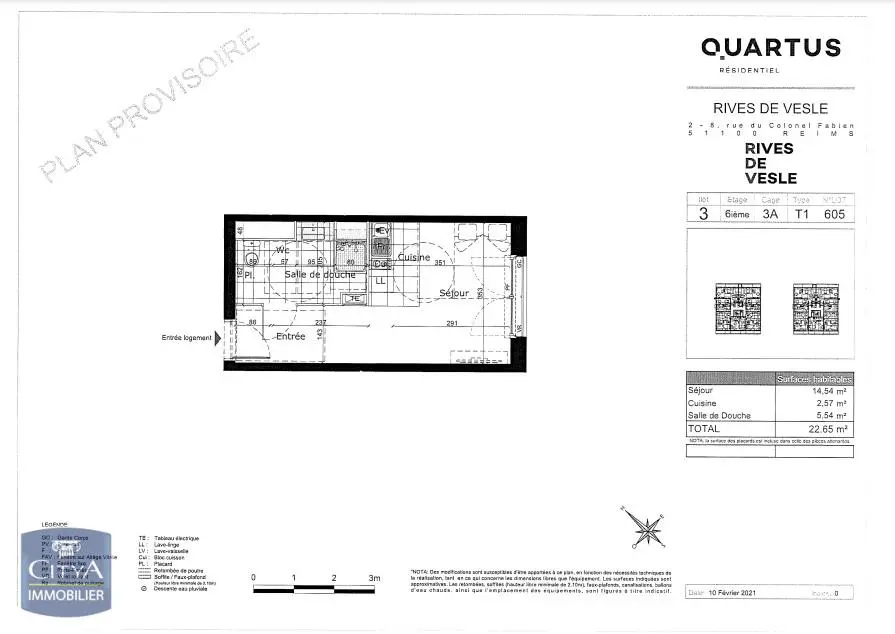 Photo 2 Appartement 1 pièce 22.65m²