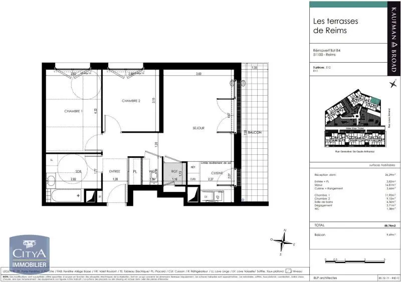 Photo 5 Appartement 3 pièces 58.74m²