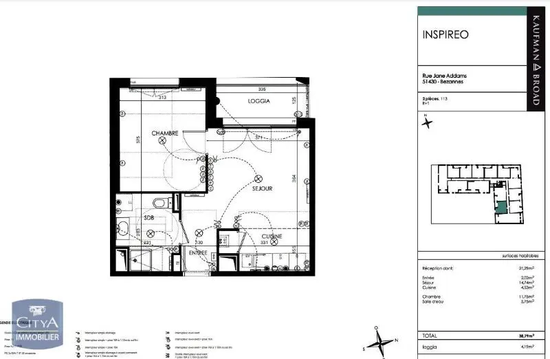 Photo 1 Appartement 2 pièces 38.79m²