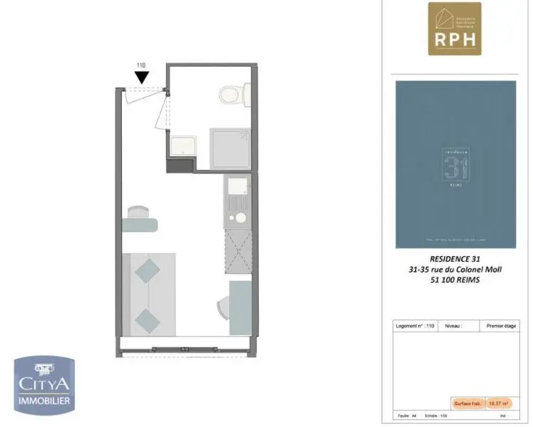 Photo 4 Appartement 1 pièce 16.9m²