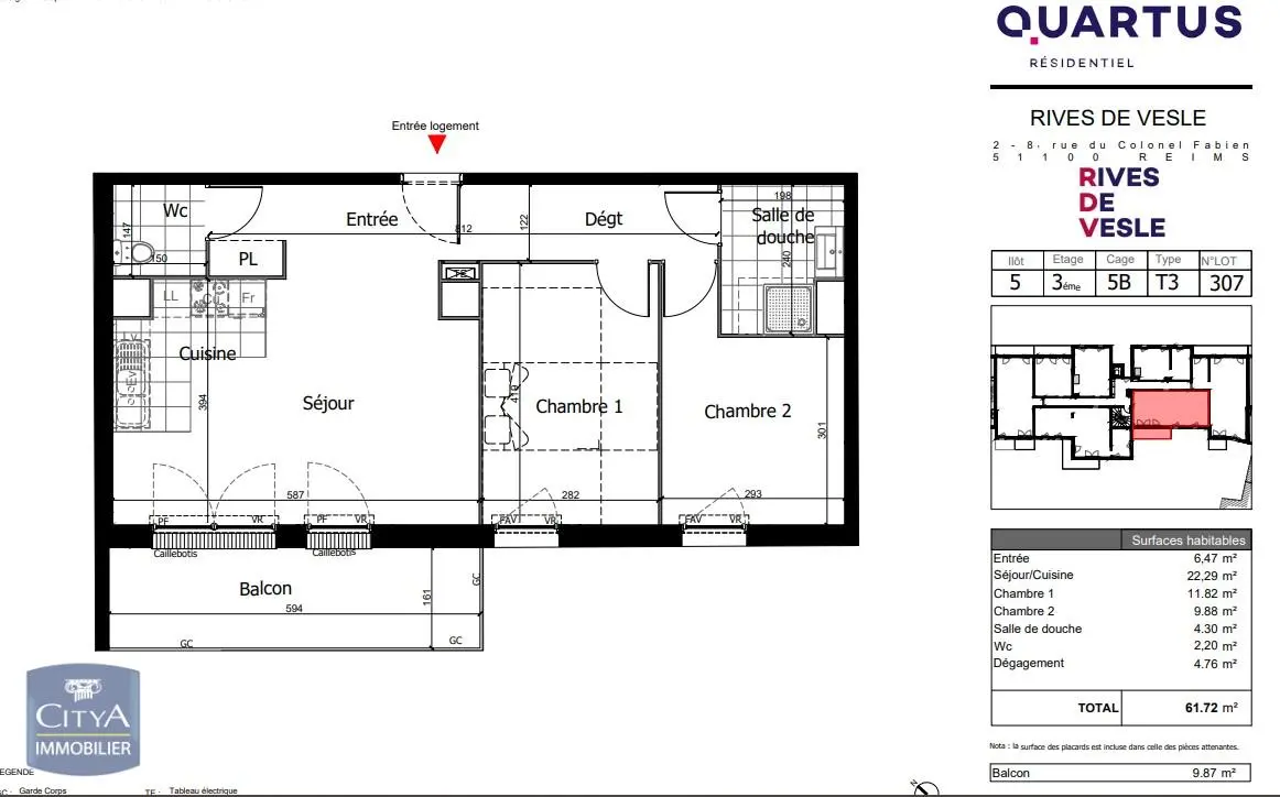 Photo 7 Appartement 3 pièces 61.72m²