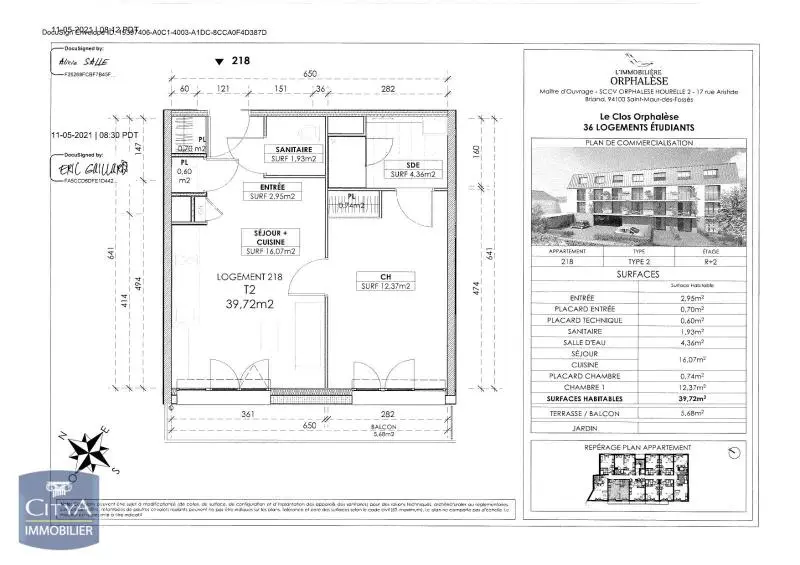 Photo 2 Appartement 2 pièces 39.72m²