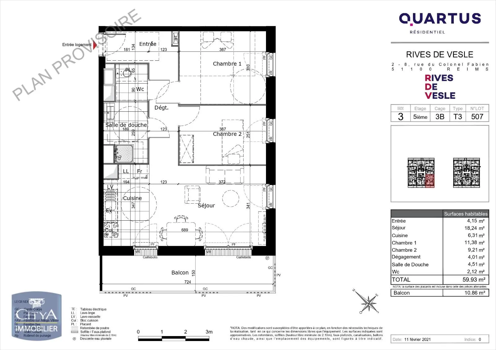 Photo 7 Appartement 3 pièces 59.93m²
