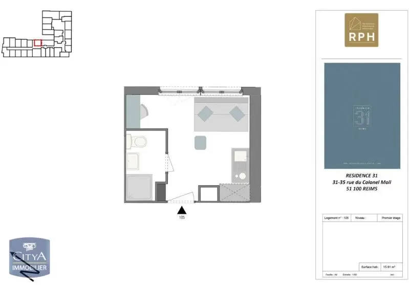 Photo 5 Appartement 1 pièce 15.61m²