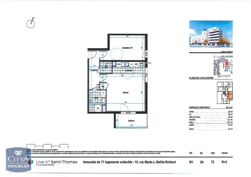 Photo 4 Appartement 2 pièces 54.3m²