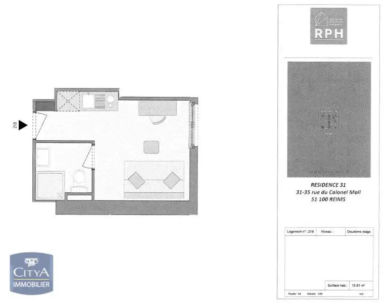 Photo 4 Appartement 1 pièce 15.91m²