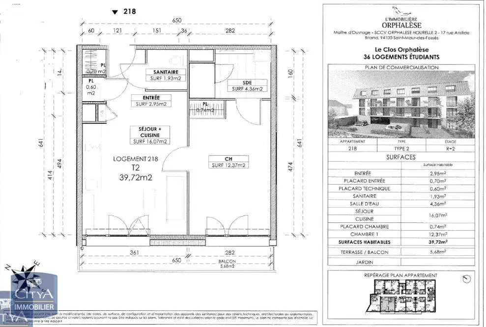 Photo 2 Appartement 2 pièces 39.72m²