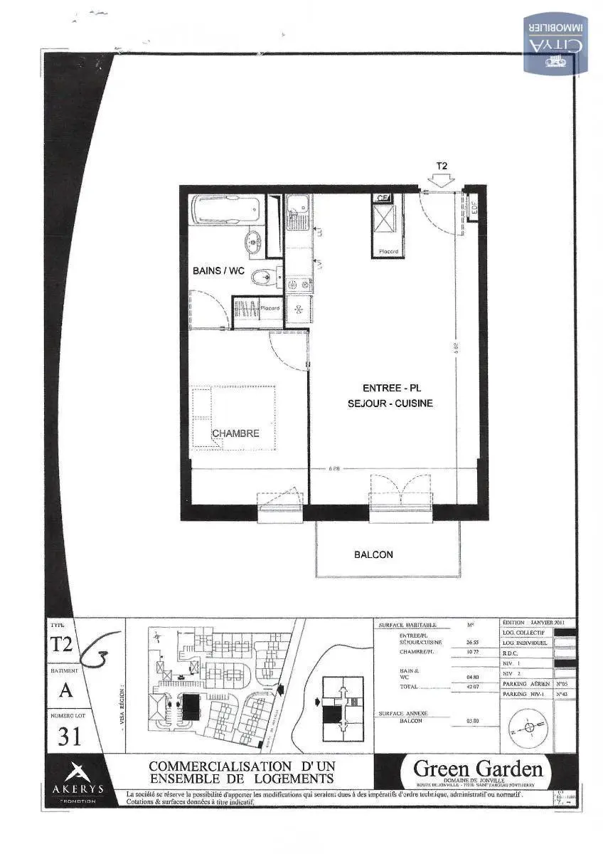 Photo 3 Appartement 2 pièces 42.17m²
