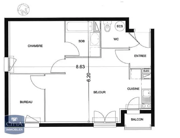 Photo 7 Appartement 3 pièces 49.66m²