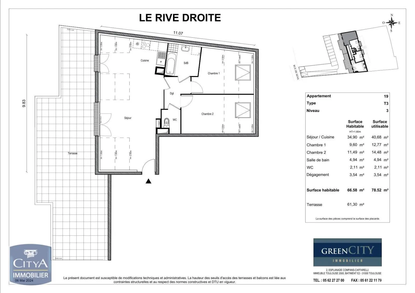 Photo 2 Appartement 3 pièces 66.58m²