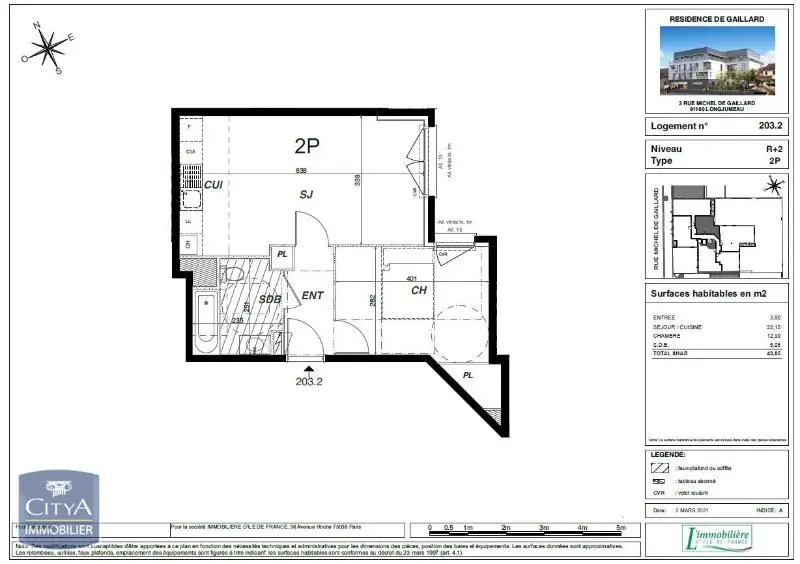 Photo 2 Appartement 2 pièces 43.85m²