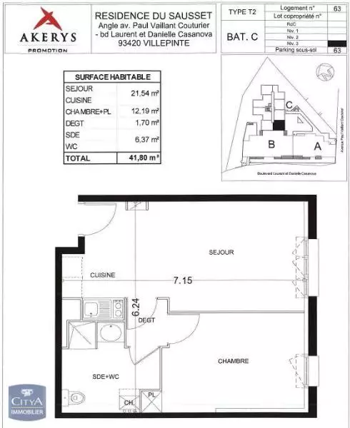 Illustration pour Appartement 2 pièces 41.8m² Photo Appartement 2 pièces 41.8m²
