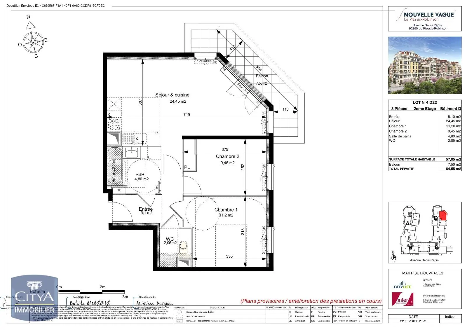 Le Plessis-Robinson (92350) Appartement 3 pièces 57.05m² photo 2