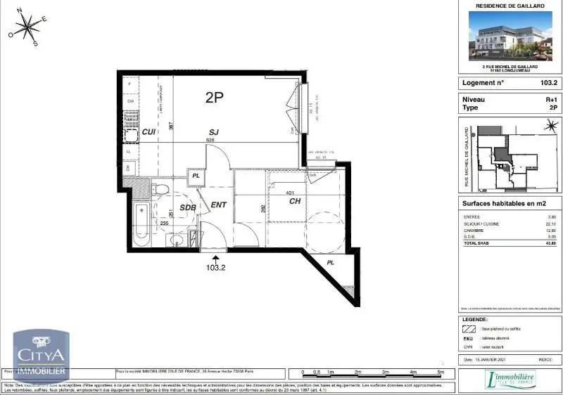 Photo 2 Appartement 2 pièces 43.85m²