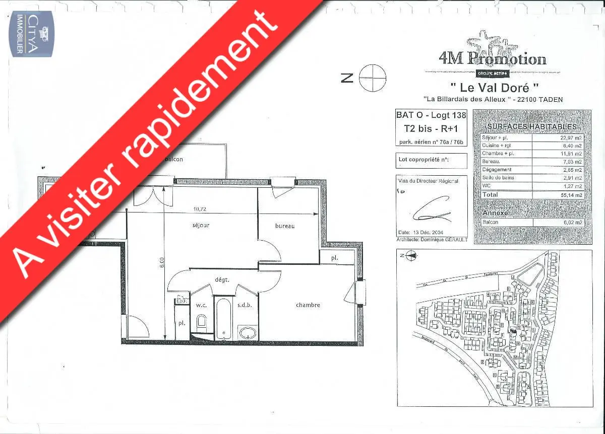 Photo 2 Appartement 3 pièces 55.14m²