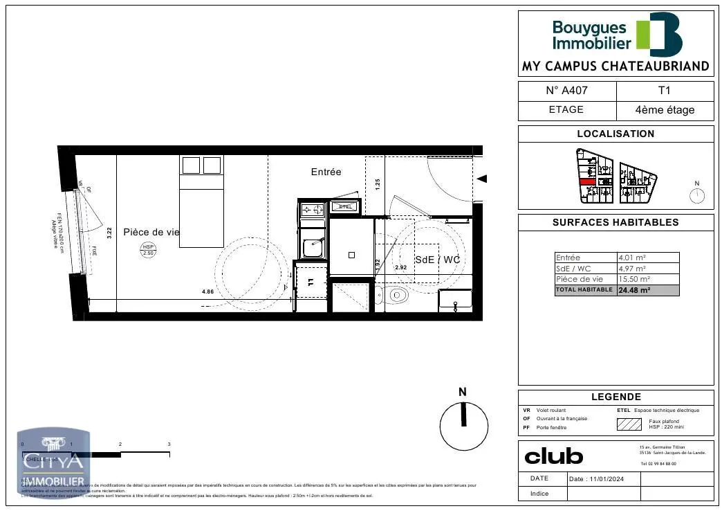 Photo 4 Appartement 1 pièce 24.48m²