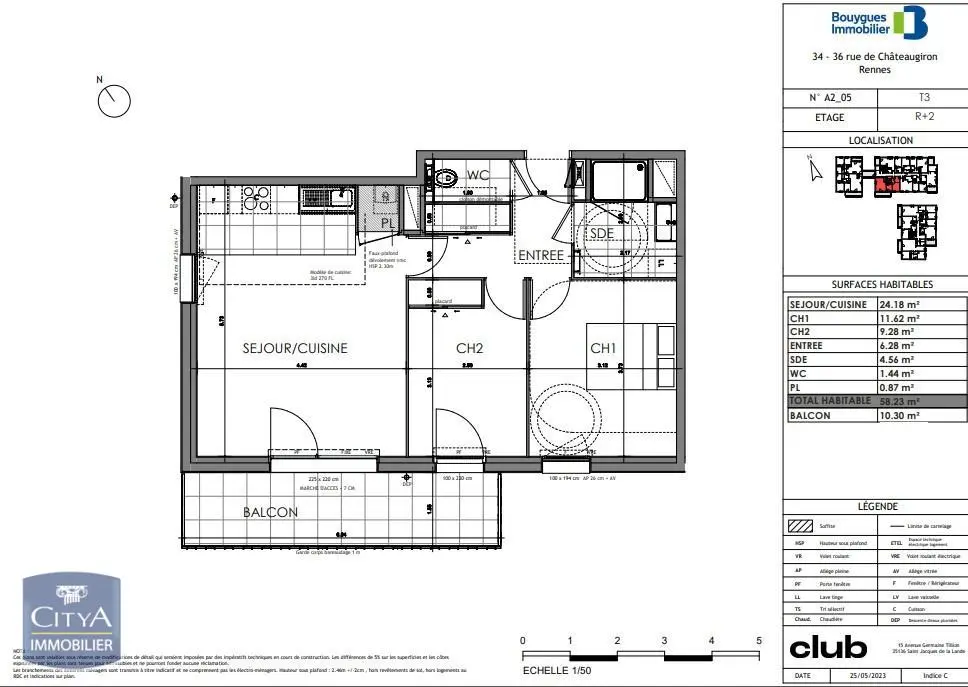 Photo 2 Appartement 3 pièces 58.23m²