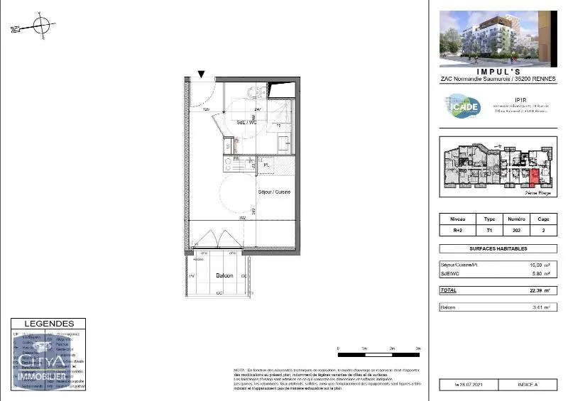 Photo 2 Appartement 1 pièce 22.39m²