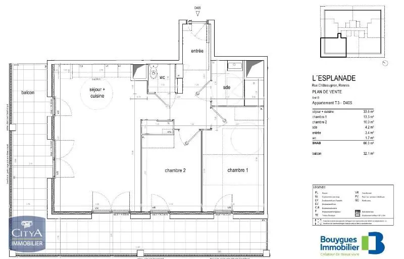 Photo 2 Appartement 3 pièces 66.3m²