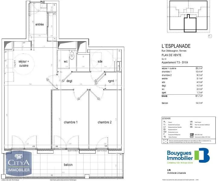 Photo 1 Appartement 3 pièces 61.7m²