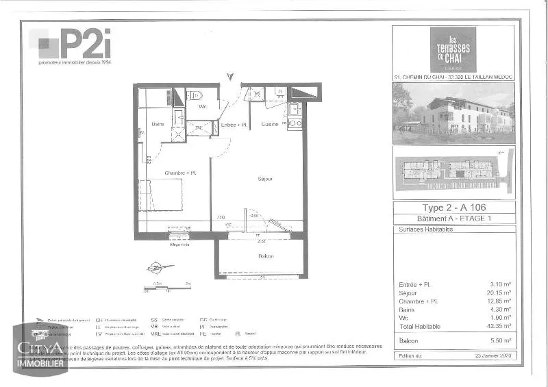Photo 2 Appartement 2 pièces 42.35m²
