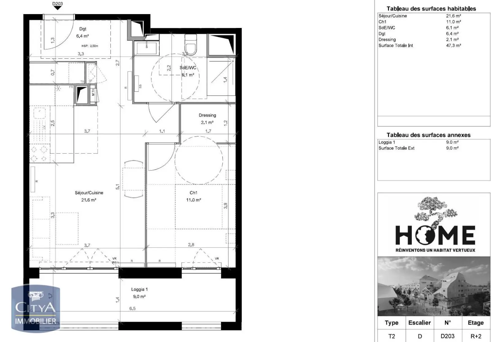 Photo 2 Appartement 2 pièces 46.5m²