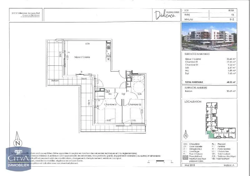 Photo 2 Appartement 3 pièces 68.23m²