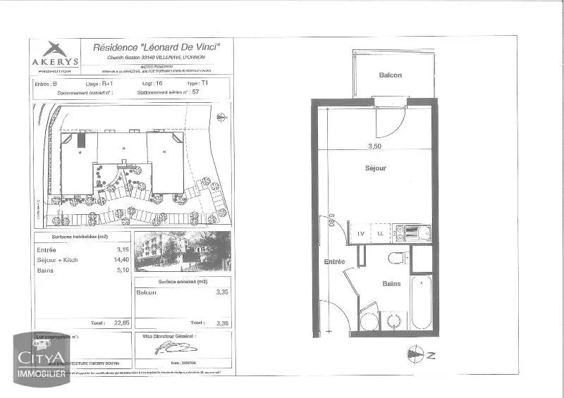 Photo 2 Appartement 1 pièce 22.71m²