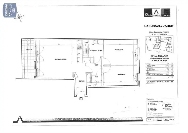 Photo 1 Appartement 3 pièces 66.28m²