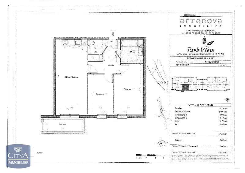 Photo 8 Appartement 3 pièces 57.51m²