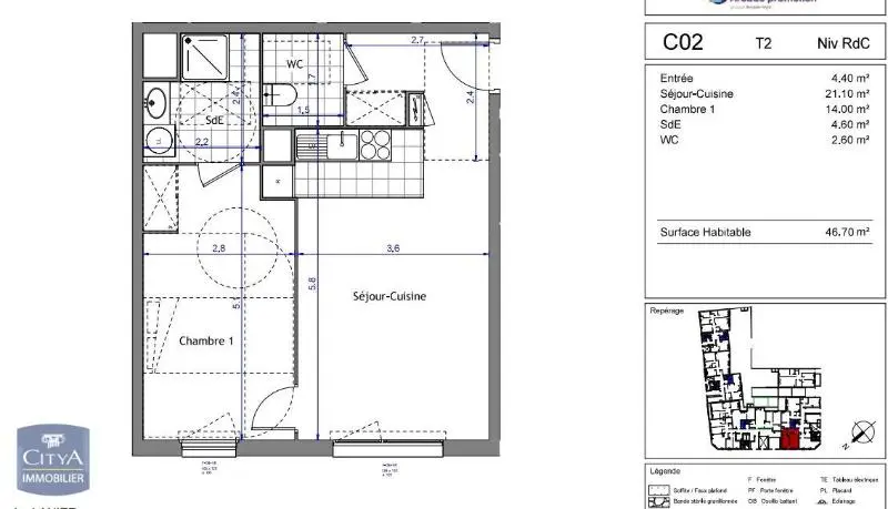 Photo 2 Appartement 2 pièces 46.7m²